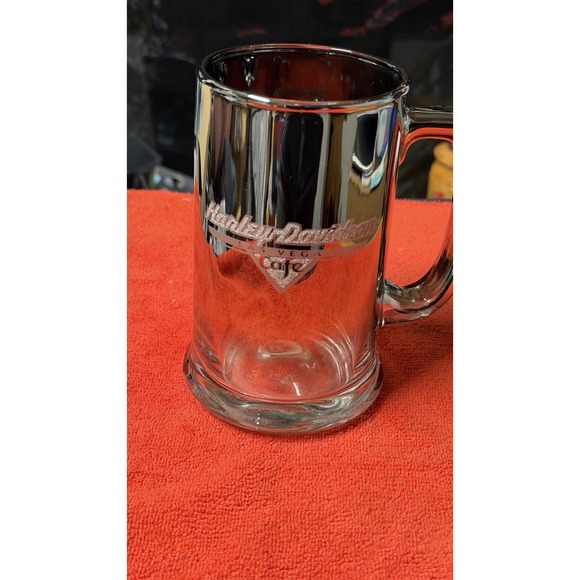 Harley-Davidson Las Vegas Glass Beer Mug Heavy Clear Barware - Picture 2 of 7
